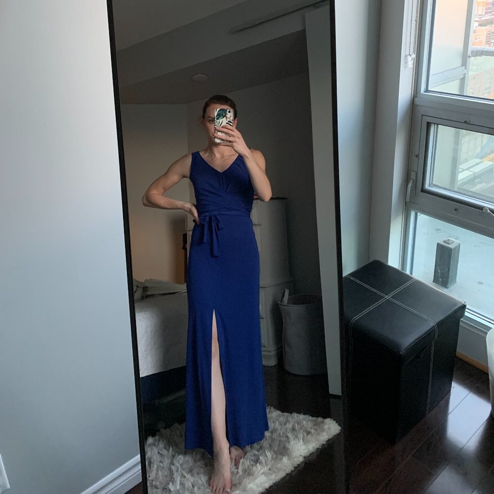BCBG Royal Blue Maxi Dress with slit